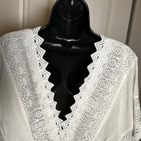 Off-White Front&Back V-Neck Mini Dress | elastic waist band | med | never worn - Picture 3 of 11